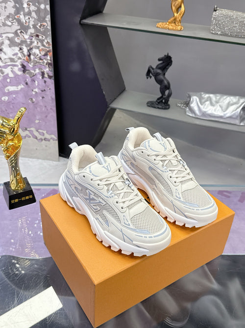 White & Silver Chunky Mesh Sneakers