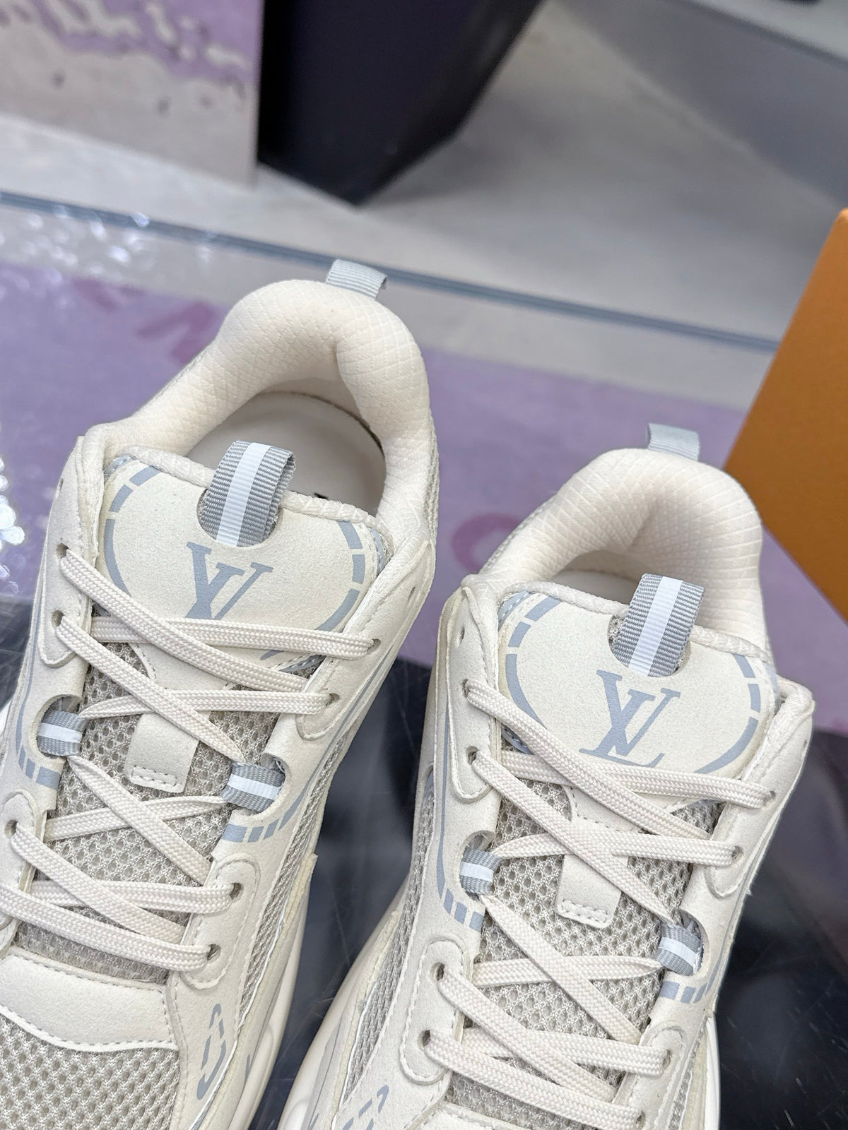 White & Silver Chunky Mesh Sneakers