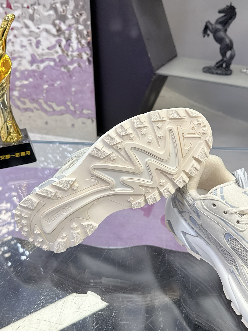 White & Silver Chunky Mesh Sneakers